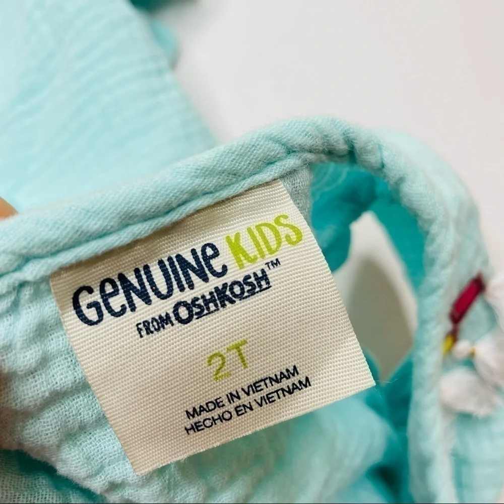 Genuine Kids by Oshkosh Aqua Tassle Gauze Romper